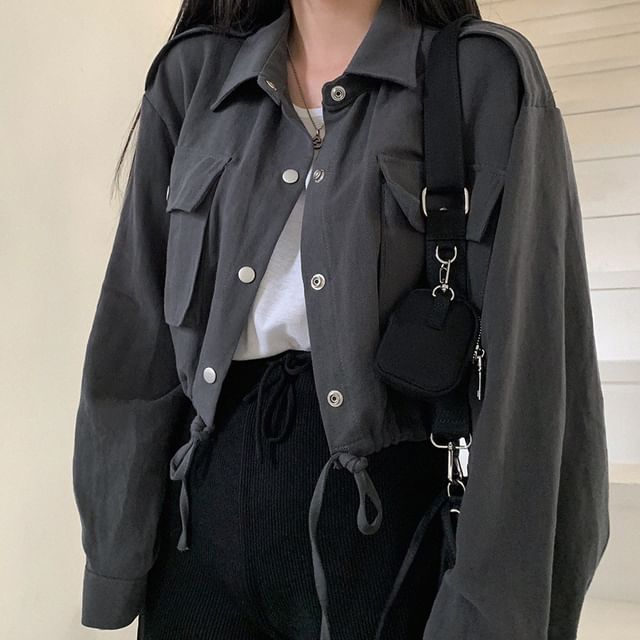 ANORA-Plain Cropped Denim Jacket