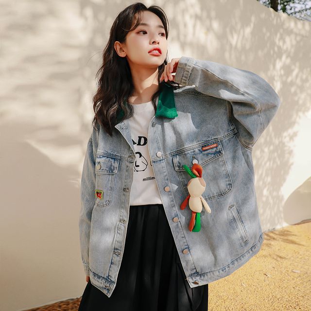 contrast collar denim jacket