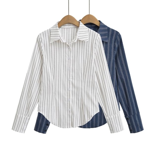 Ulark-Long-Sleeve Striped Shirt