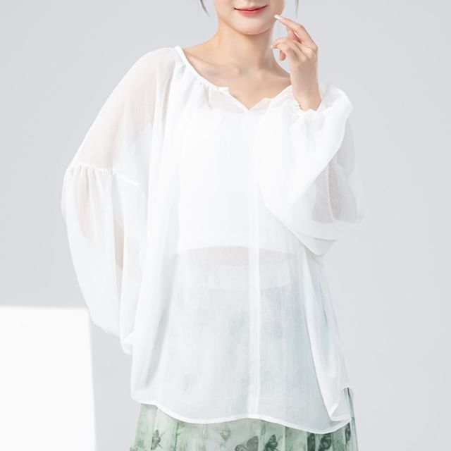 femmal-Long-Sleeve Plain T-Shirt