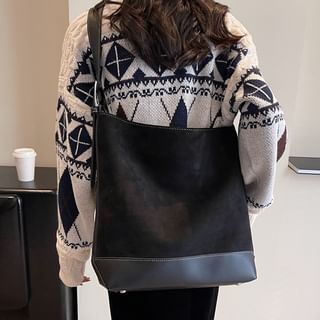Skyglow-Faux Leather Two Tone Shoulder Bag