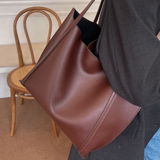 Indenis-Faux Leather Tote Bag