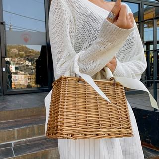 LIPHOP-Rattan Square Tote Bag
