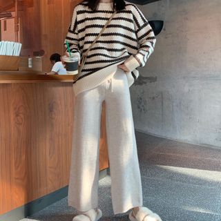 striped knit pants