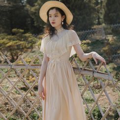 Caleah - 蕾丝拼接披肩袖A字连衣中裙 Caleah - 蕾丝拼接披肩袖A字连衣中裙