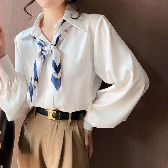 Collar Blouse With Scarf Attached Blouse How To Wear Scarves On