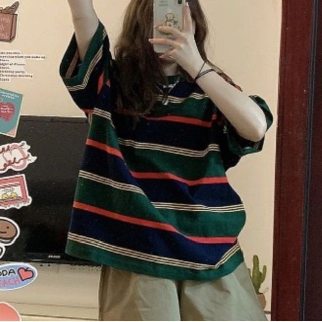 Isaaca-Short-Sleeve Round Neck Striped T-Shirt