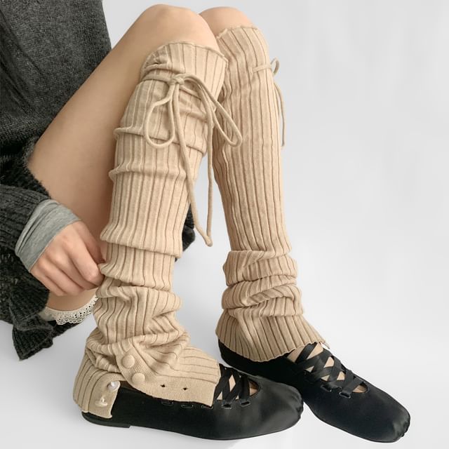 Desperim-Plain Ribbed Knit Leg Warmers