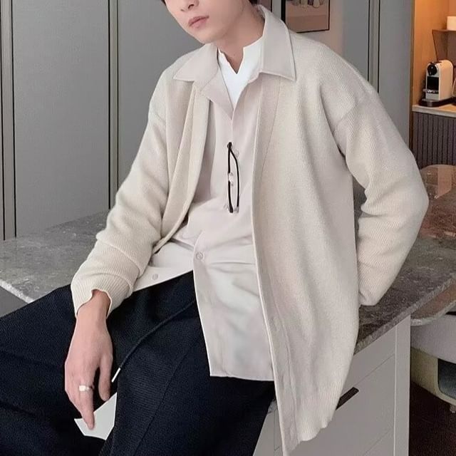 Urtishia-V-Neck Plain Button-Up Cardigan
