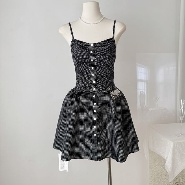 Lucuna-Spaghetti Strap Plaid Mini A-Line Dress