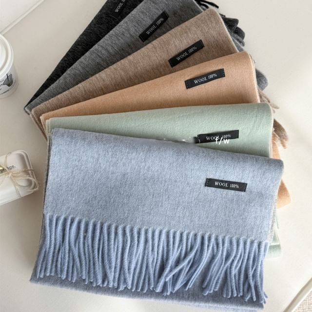 Combon-Plain Fringed Scarf