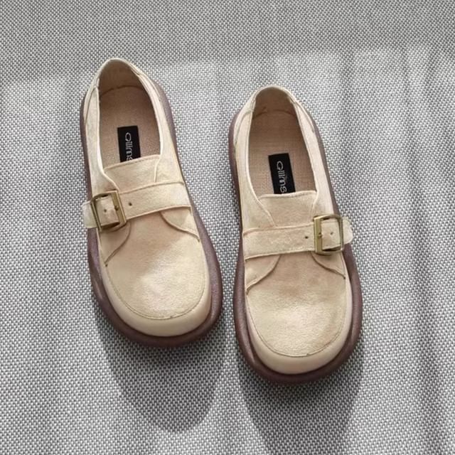 STEPUP-Plain Buckled Faux Leather Loafers