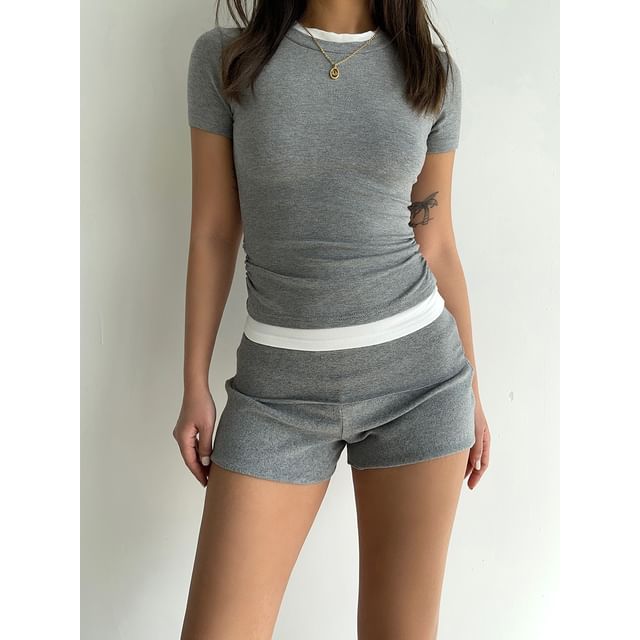 Colada-Flip-Over High-Waist Cotton Shorts