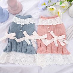Salonga - Bow-accent Knit Pet Dress Salonga - Bow-accent Knit Pet Dress
