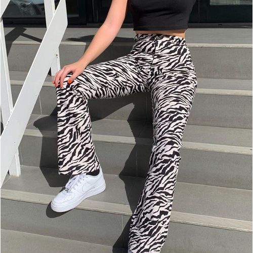 Zebra Print Flared Pants