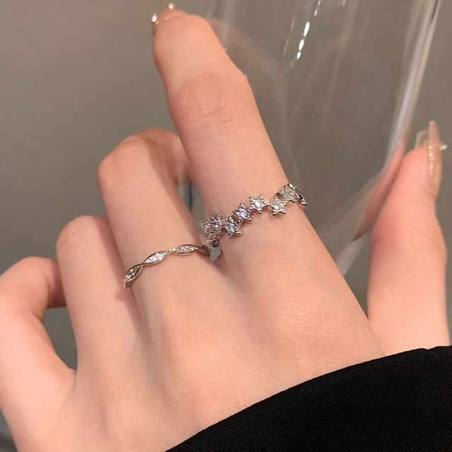 Hansha-Rhinestone Alloy Open Ring Various Designs Set