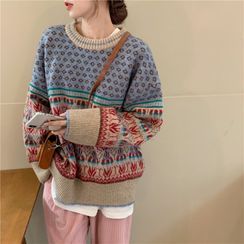 Piwonia - Long-Sleeve Jacquard Knit Top Piwonia - Long-Sleeve Jacquard Knit Top