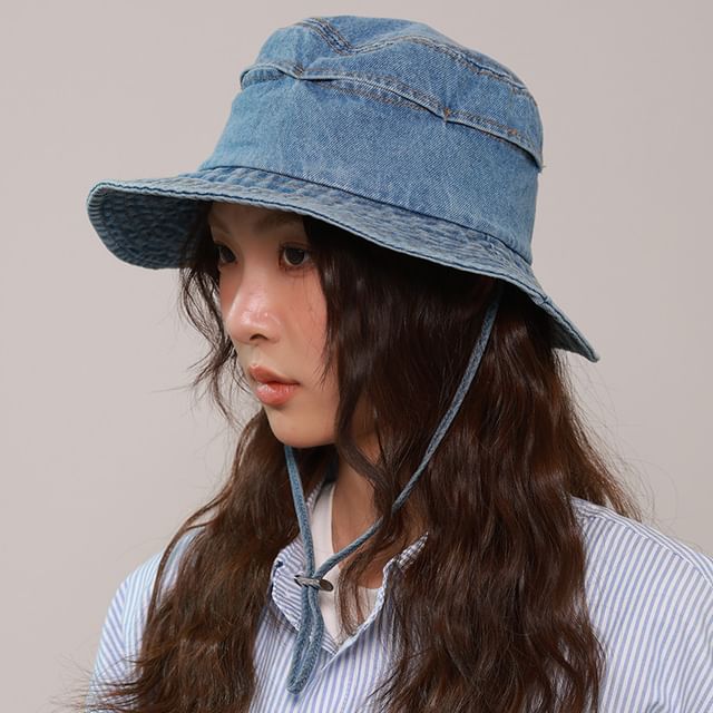 Amandier-Washed Denim Bucket Hat