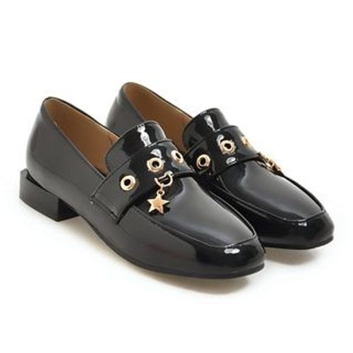 Megan - Faux Leather Stud Hole Detail Loafers | YesStyle