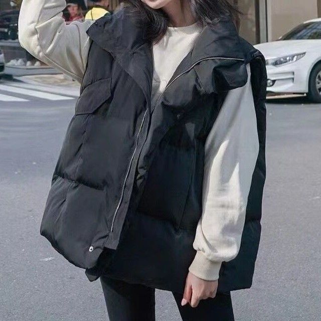 Acoustic Rain-Stand Collar Plain Padded Zip Vest