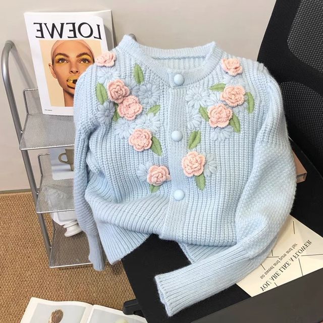 3d flower cardigan