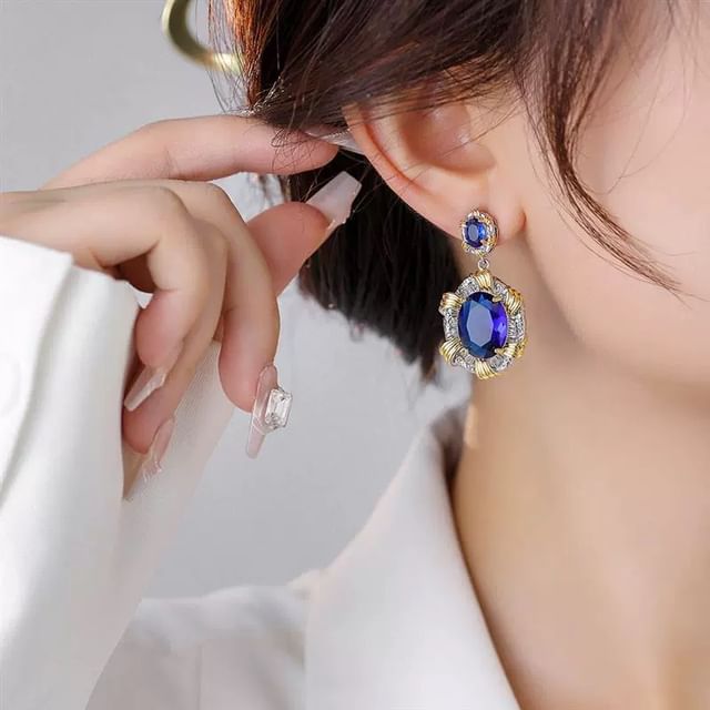 Forainer-Rhinestone Alloy Drop Earring