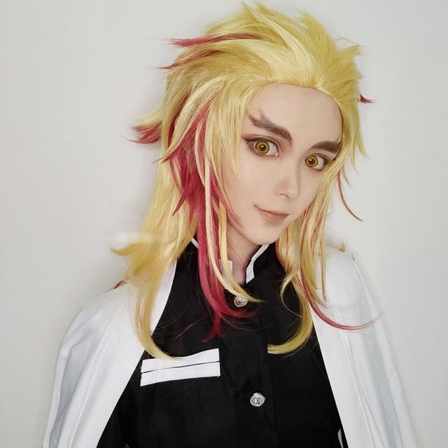 Demon Slayer Kimetsu no Yaiba Flame Hashira Kyojuro Rengoku Cosplay Wig