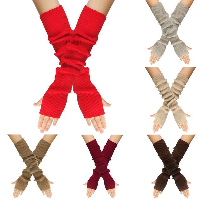 Kinoxslone-Plain Knit Fingerless Gloves