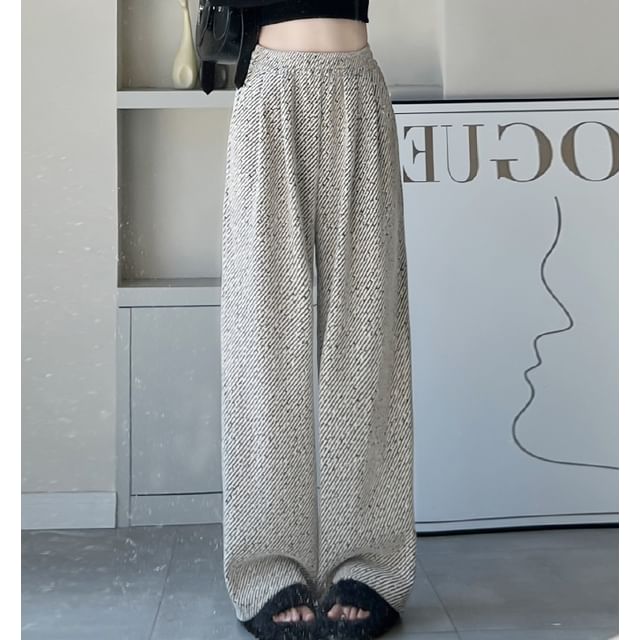evanesce-High Waist Striped Baggy Pants