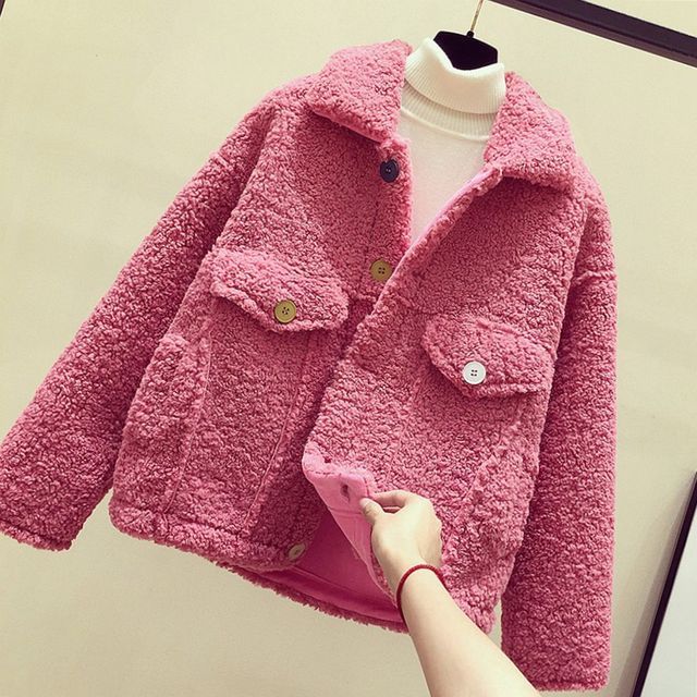 Everose-Fleece Button-Up Jacket