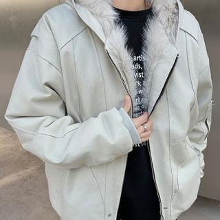 Antaeus-Plain Fleece-Lined Hooded Zip Jacket