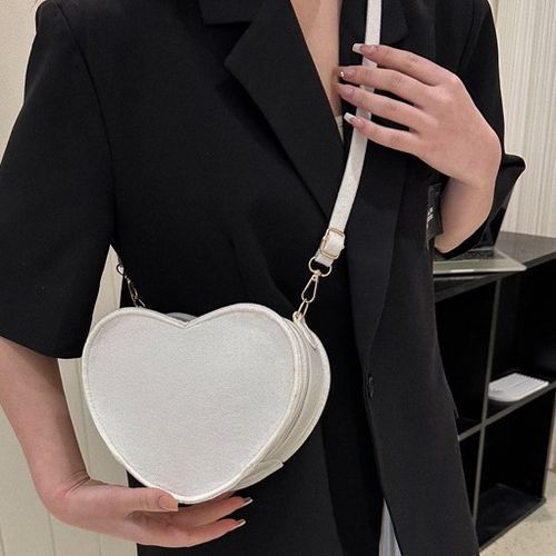 Diamante Plain Heart Crossbody Bag YesStyle