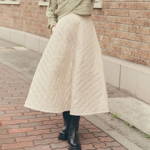 High waisted quilted clearance skirt