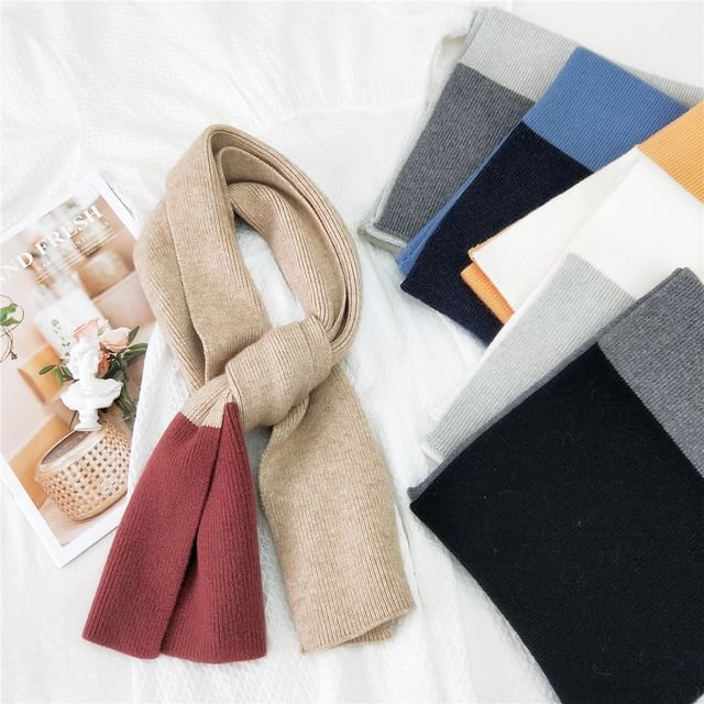 Frior-Two Tone Ribbed Scarf