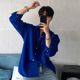 Naideth-Long-Sleeve Plain Shirt