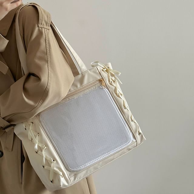 Bolso-Lace-Up Multi-Pocket Tote Bag