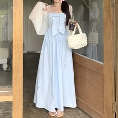 Tie-Front Pointelle Knit Cardigan