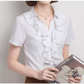 short sleeve ruffle shirt