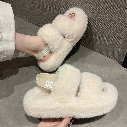 Chanel fur hot sale slide sandals