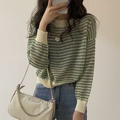Alfro - Perforated Striped Sweater Alfro - Perforated Striped Sweater