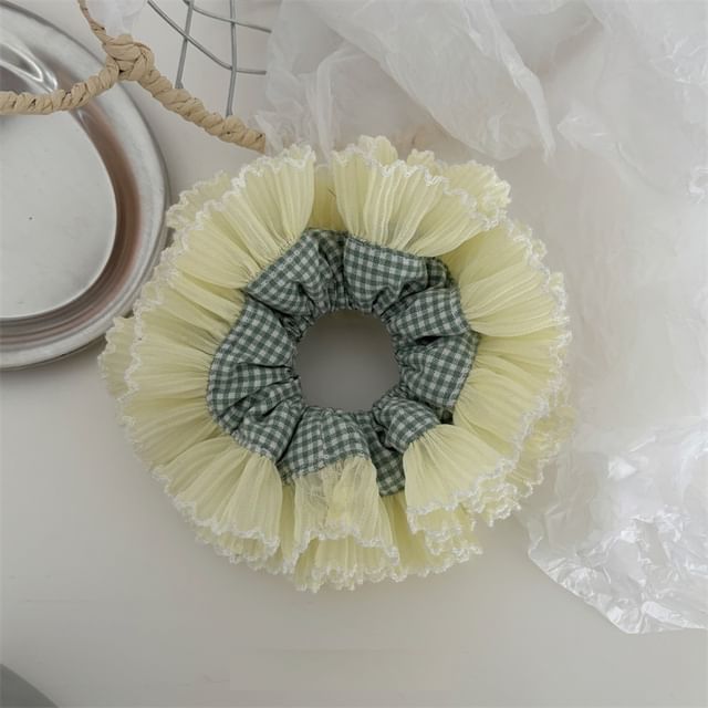Allyrinta-Plaid Ruffle Scrunchie