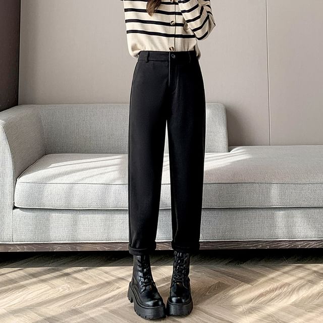 Dovitade-High Rise Plain Cropped Straight Leg Pants