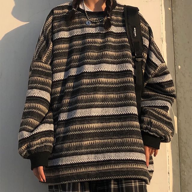 Malnia Home - Suéter holgado de rayas