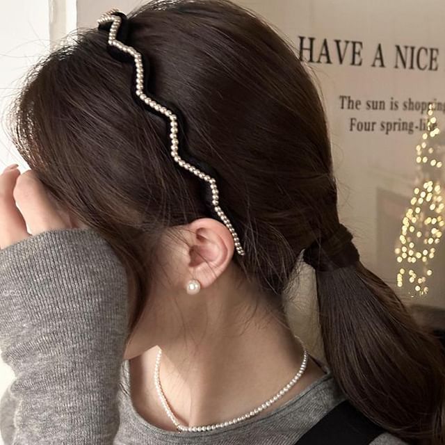 Jael-Faux Pearl Beaded Headband