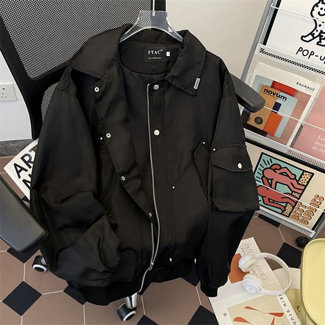 Plummie-Plain Zip Utility Jacket