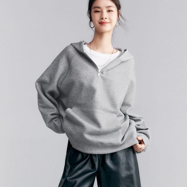Jeonseon-Half Zip Two Tone Hoodie
