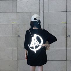 Elle Sun - 中袖反光拼接T裇 Elle Sun - 中袖反光拼接T裇