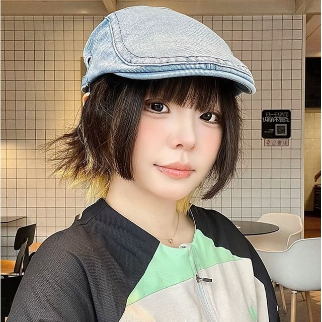 4-4 STUDIO-Washed Denim Newsboy Cap