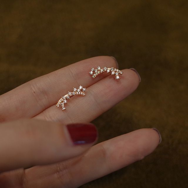 Phoenoa-Rhinestone Sterling Silver Earring