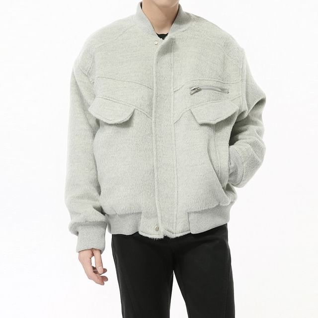FAERIS-Stand Collar Plain Zip-Up Jacket